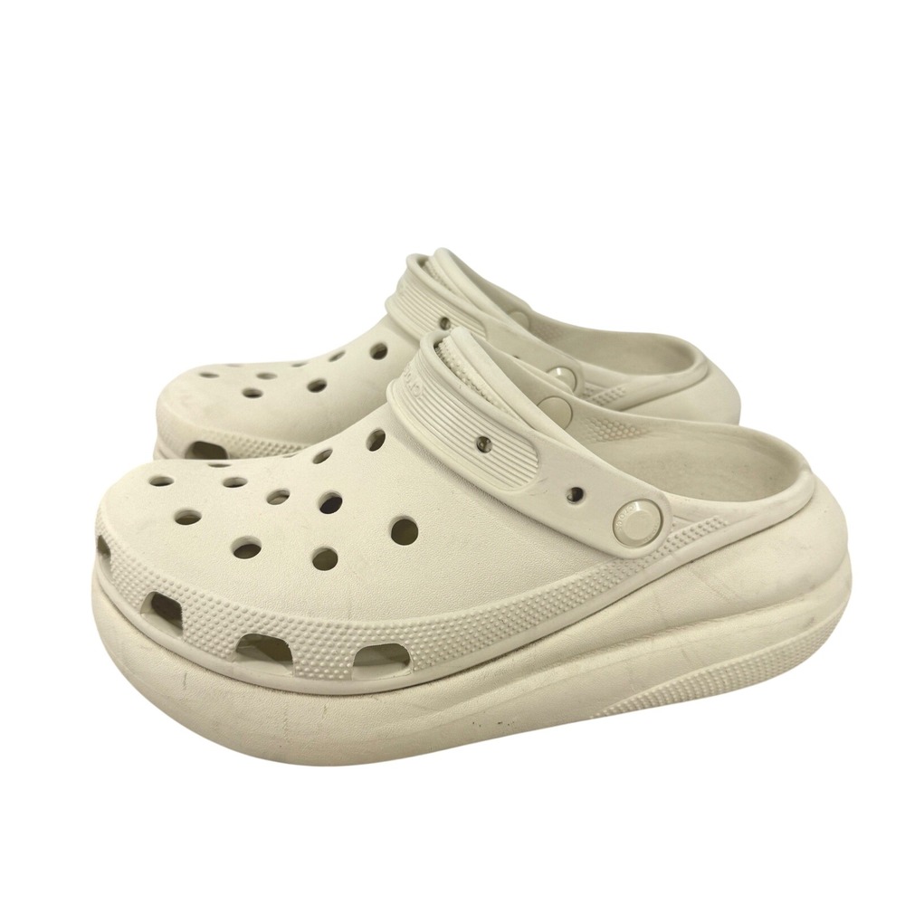 Crocs Classic Crush Clog Bone Beigeâ Platform Sandals Mens 6 Womens 8 Comfort